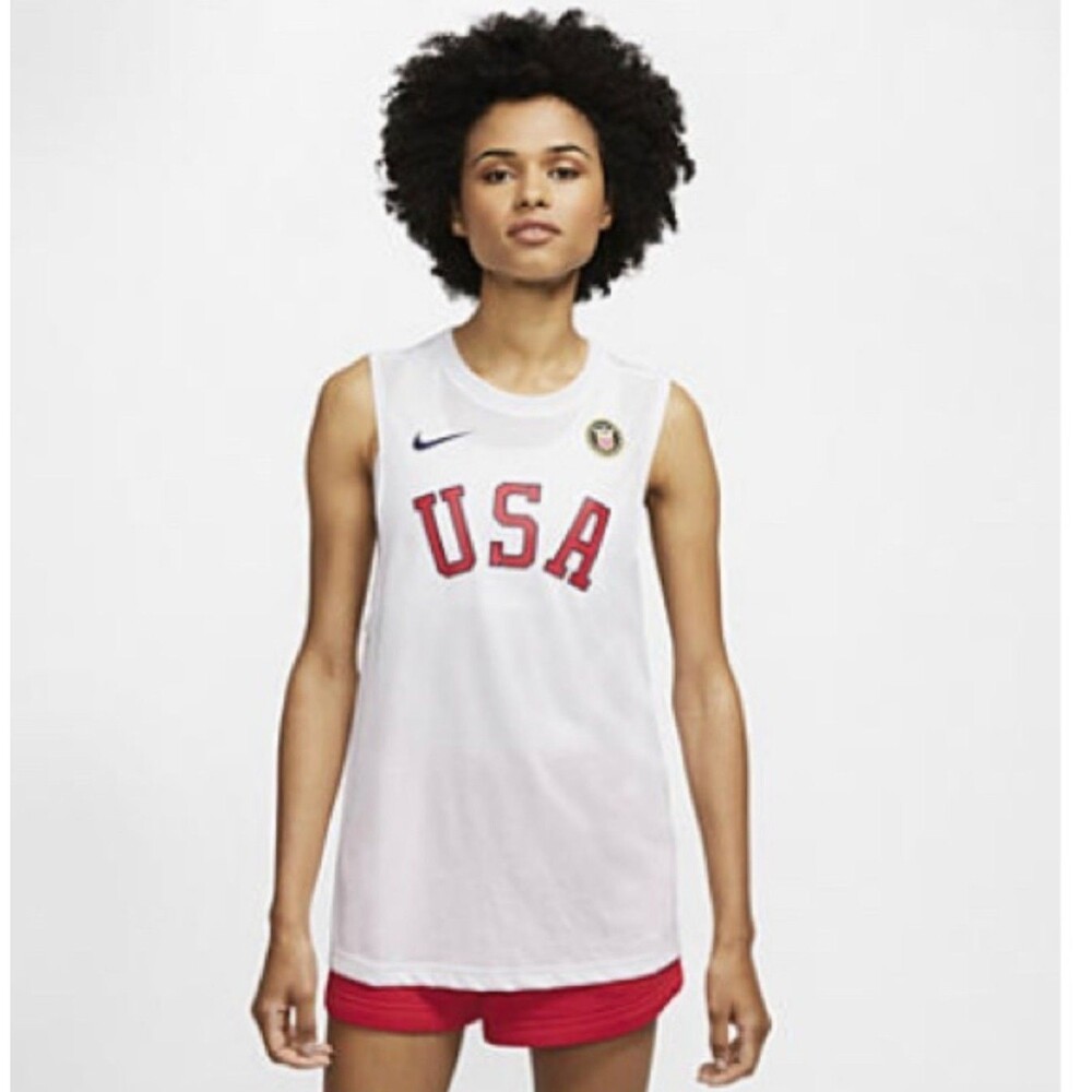 Women's Nike Dri-Fit Team USA Training Tank Top White Medium
